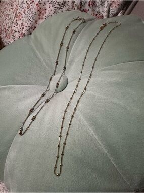 Delicate Gold Bead Station Necklace - Women's Jewelry